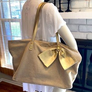 Lilly Pulitzer woven metallic spring/summer tote.
